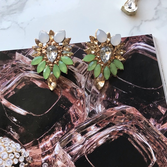 | Chantel Earring | multi color crystal statement - Picture 2 of 5